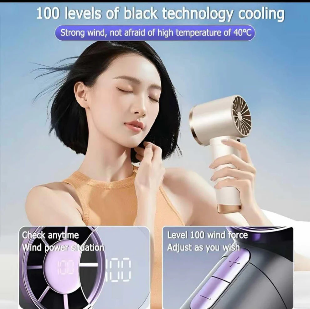 8000MAH Bladeless Handheld Small Fan Portable High Speed Rechargeable Turbo Fan With 100 Gear Super