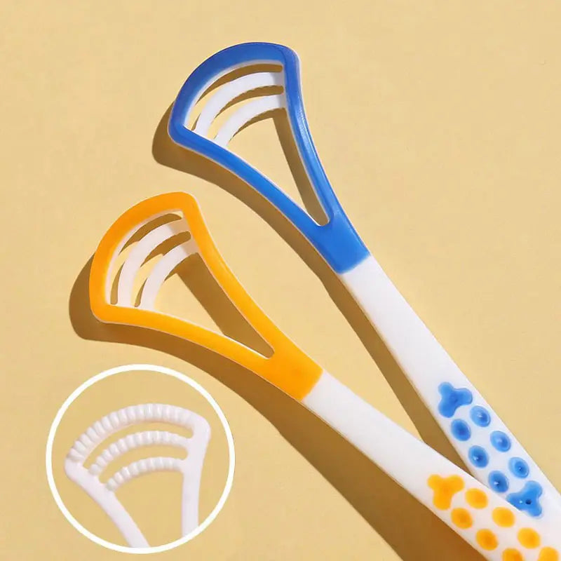 BUY 1 TAKE 1 Dual-Sided Tongue Cleaner Brush, Oral Hygiene Tongue Scraper With Non-Slip Handle