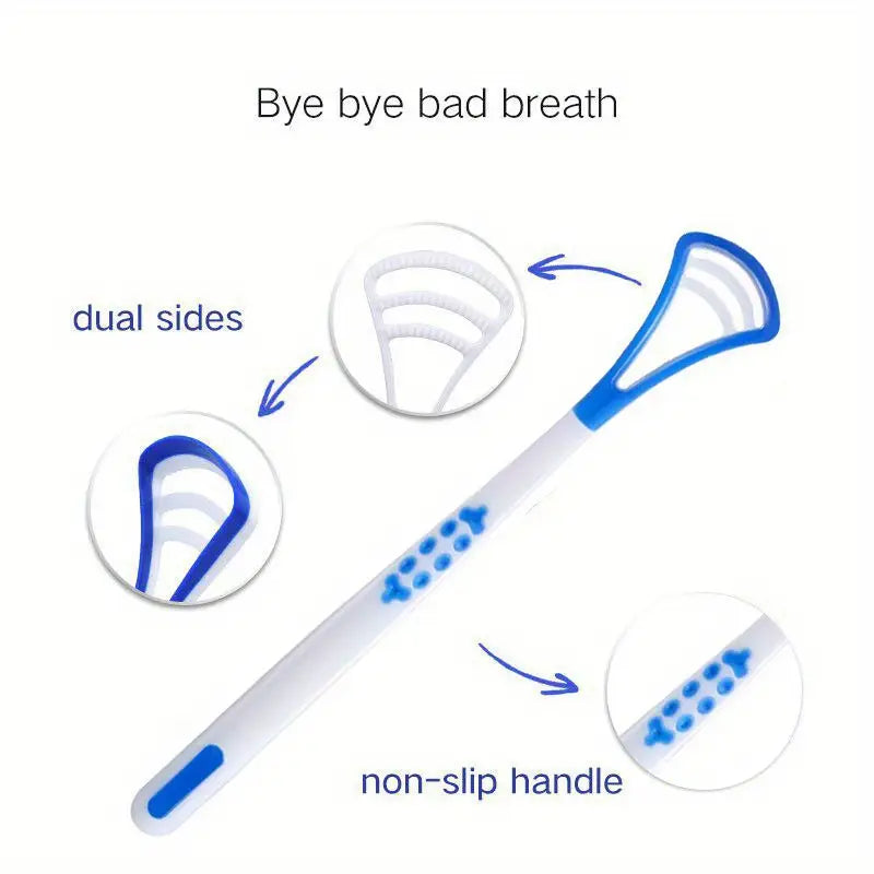 BUY 1 TAKE 1 Dual-Sided Tongue Cleaner Brush, Oral Hygiene Tongue Scraper With Non-Slip Handle