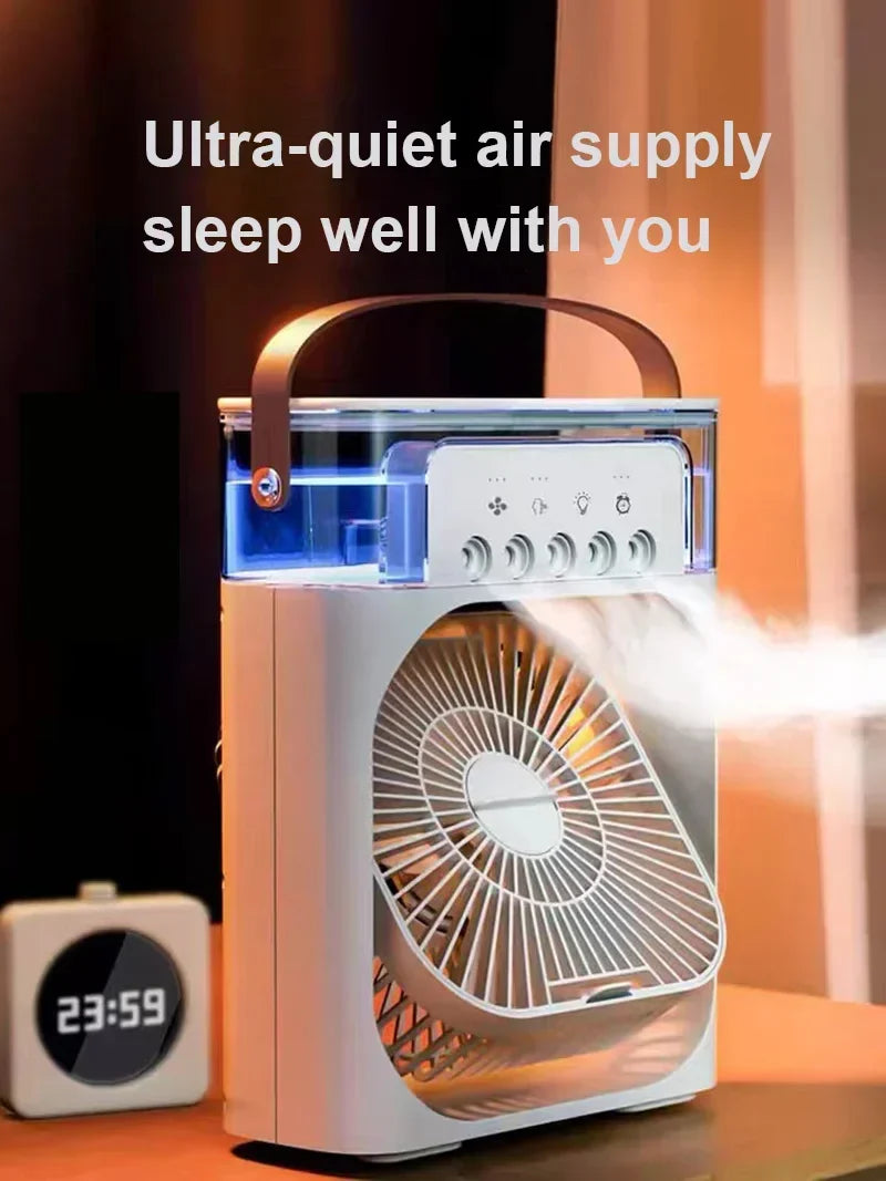 Mini Portable Fan Air Cooling fan Humidifier Purifier Mist Cooler with 7 Colors LED Light