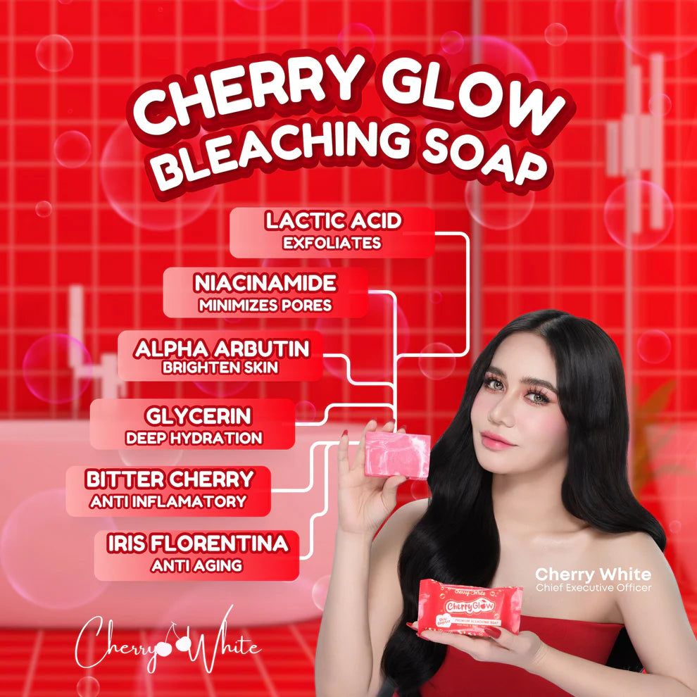 CHERRY WHITE GLOW PREMIUM BLEACHING SOAP | 10X POWER WHITENING | 5PCS PER PACK