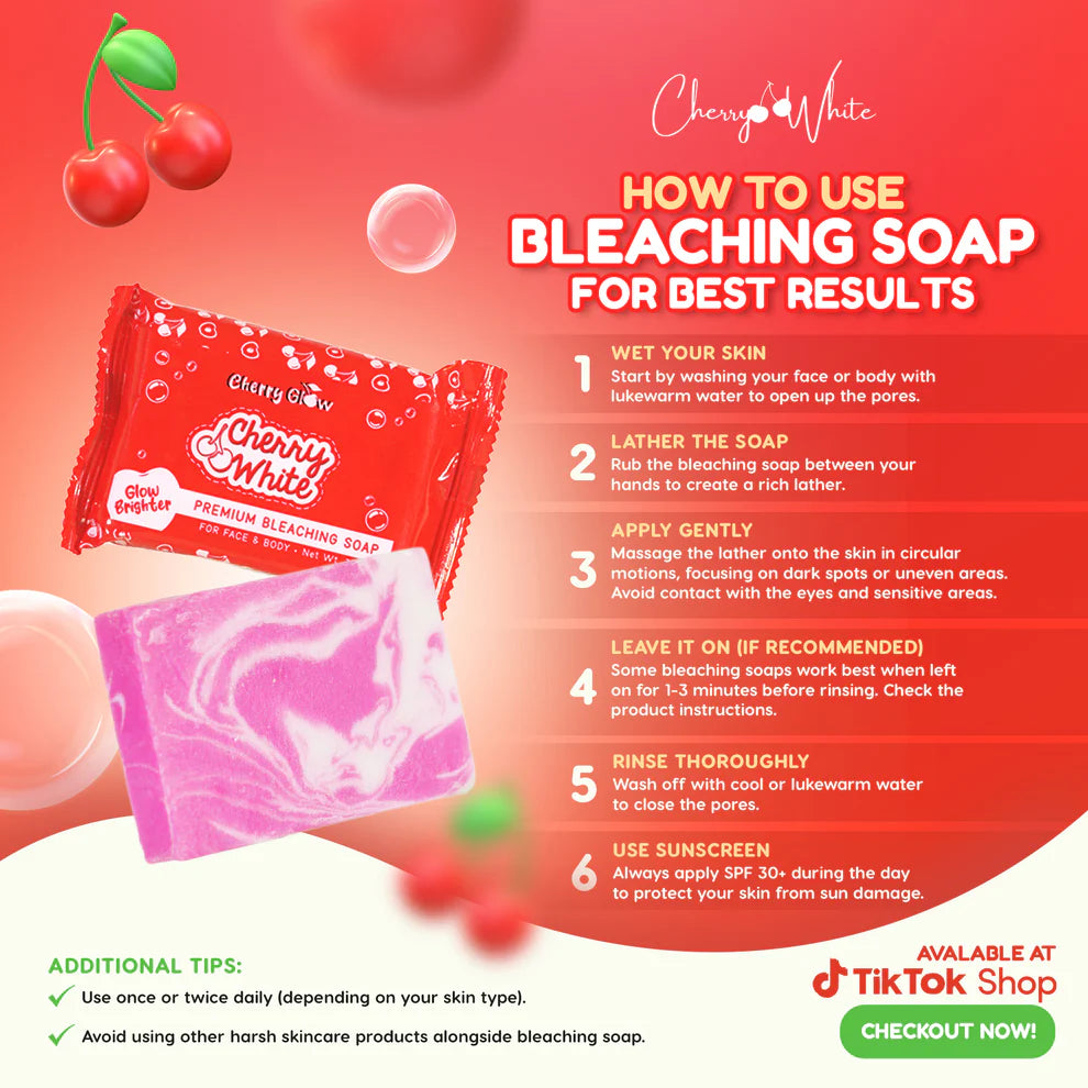 CHERRY WHITE GLOW PREMIUM BLEACHING SOAP | 10X POWER WHITENING | 5PCS PER PACK