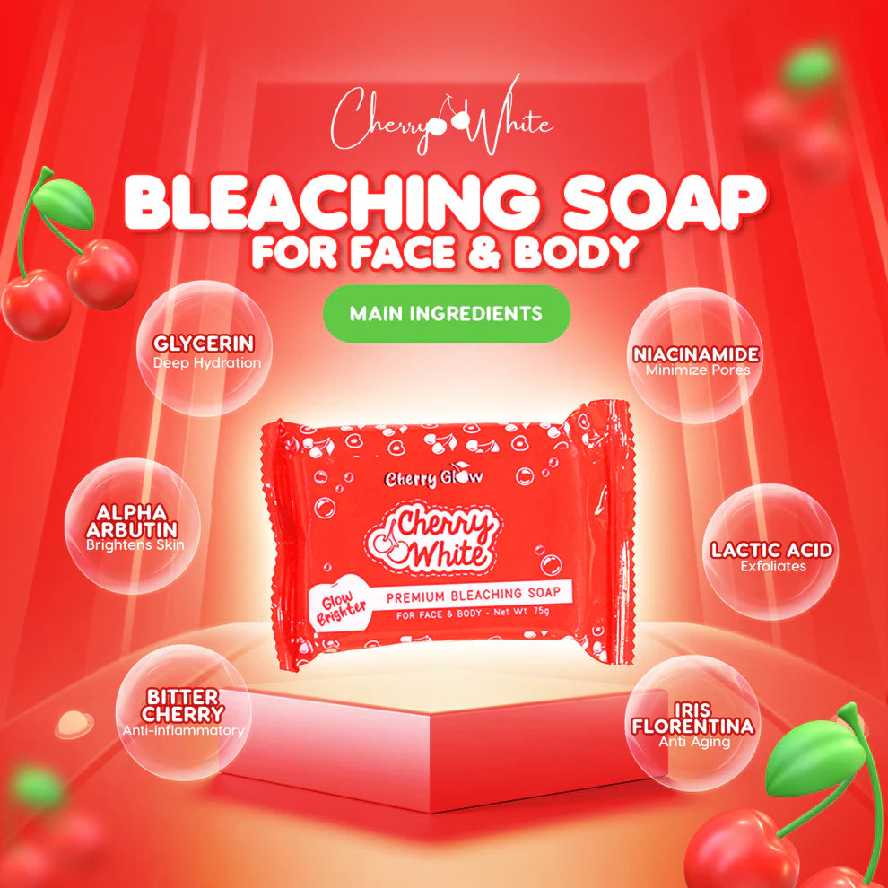 CHERRY WHITE GLOW PREMIUM BLEACHING SOAP | 10X POWER WHITENING | 5PCS PER PACK