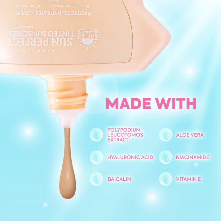 HIKARI SKIN Premium SUN PERFECT Tinted Sunscreen SPF 50 Facial Sunscreen Sun Protection Ultrafresh
