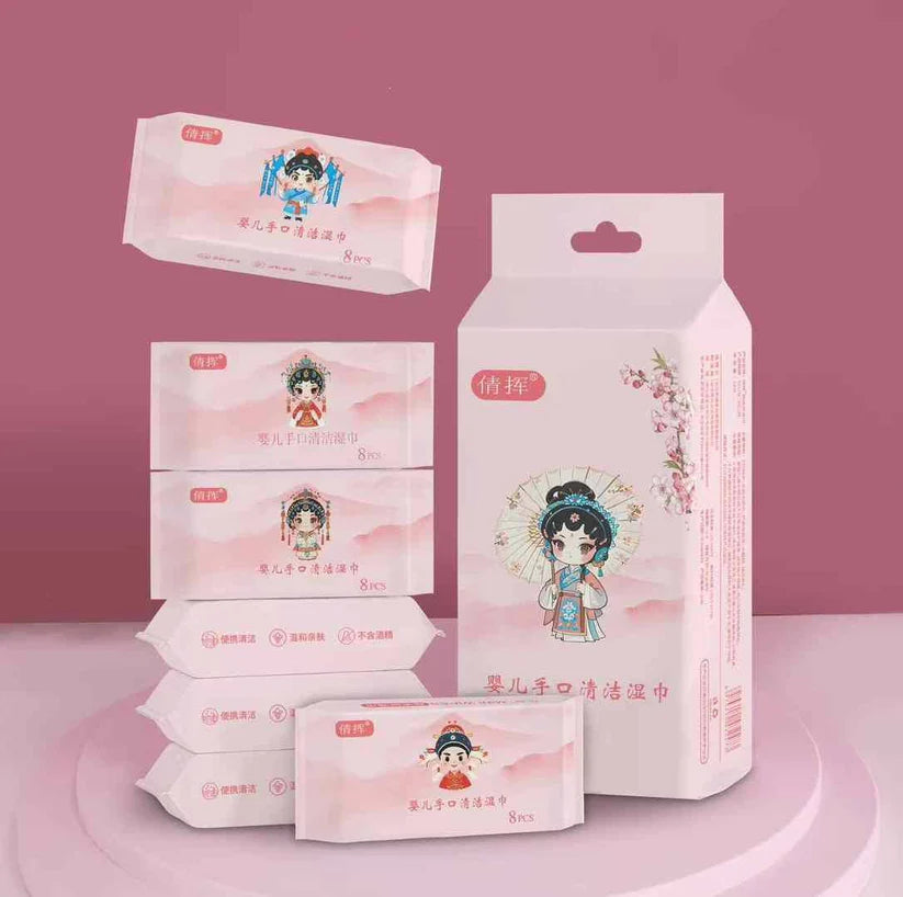 Mini Wet Wipes Portable Travel Size 8pcs in 1 Pack