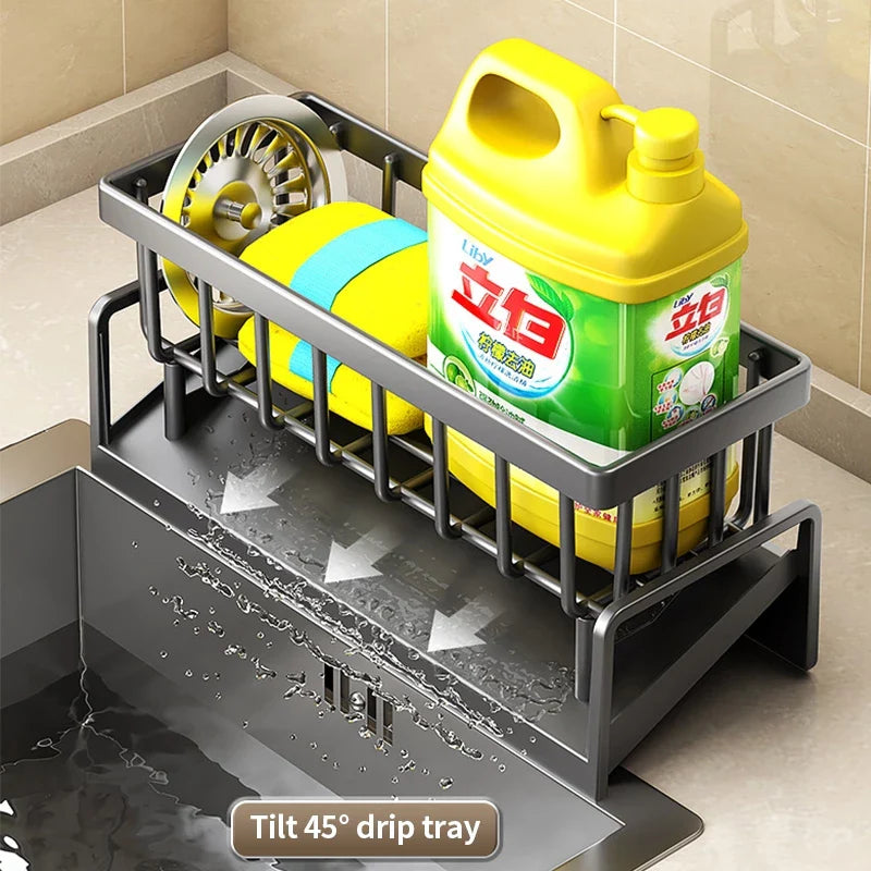 Metal Sponge Drainer Rack Soap Holder Organizer