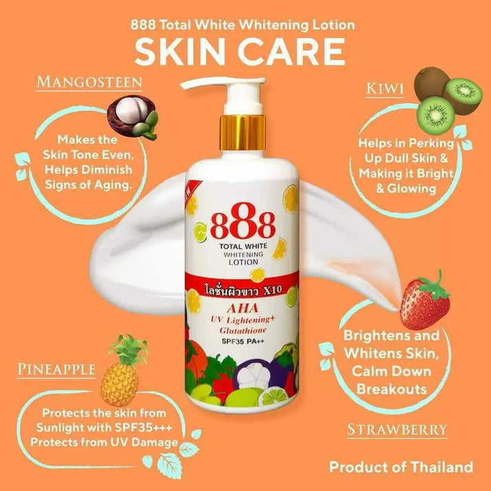 AUTHENTIC FROM THAILAND! 888 TOTAL WHITE WHITENING LOTION (UV Lightening and Glutathione)