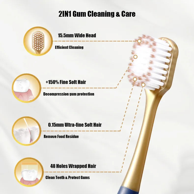 6pcs Toothbrushes Premium Soft Bristles Wide Head Home Travel Genuine Daily Use Adult
