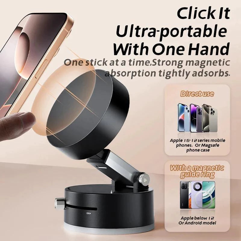 Vacuum Suction Magnetic Phone Holder with Strong Hold and 360° Rotation