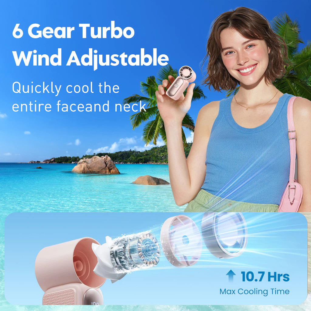 Smallest Fan (2025 New) 3600mAh Portable Mini Handheld Turbo Fan 3.5-inch 16900 RPM High-Speed Personal Strong Wind