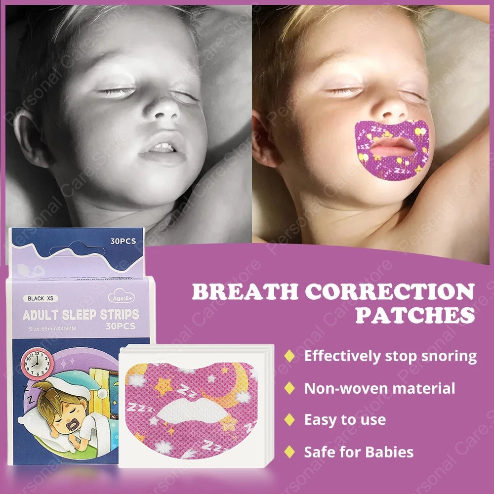 30pcs Sleep Strips Gentle Mouth Tape Nose Sleeping Less Mouth Breathing Anti-Snoring Strips
