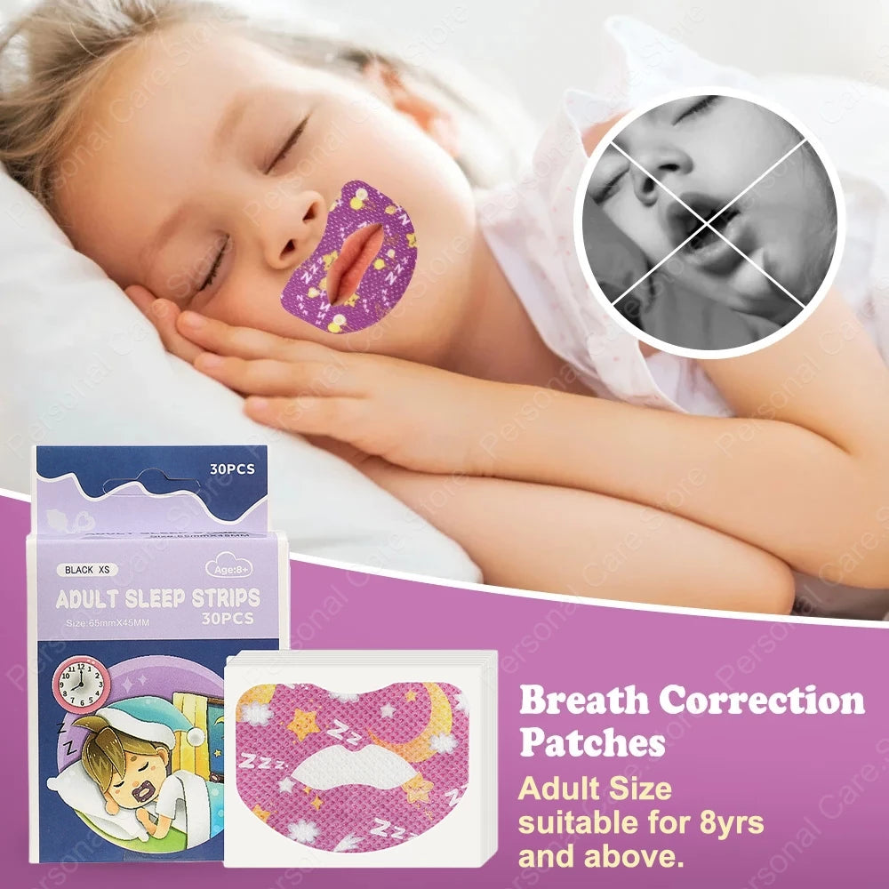 30pcs Sleep Strips Gentle Mouth Tape Nose Sleeping Less Mouth Breathing Anti-Snoring Strips