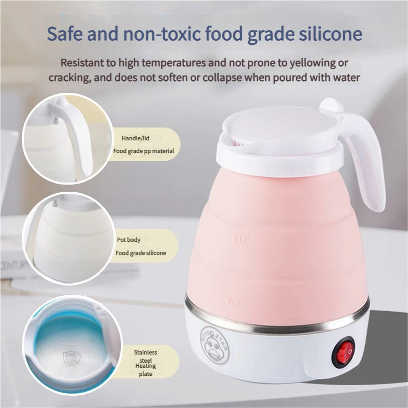 Silicone Travel Folding Electric Kettle Collapsible Foldable Tea Water Kettle