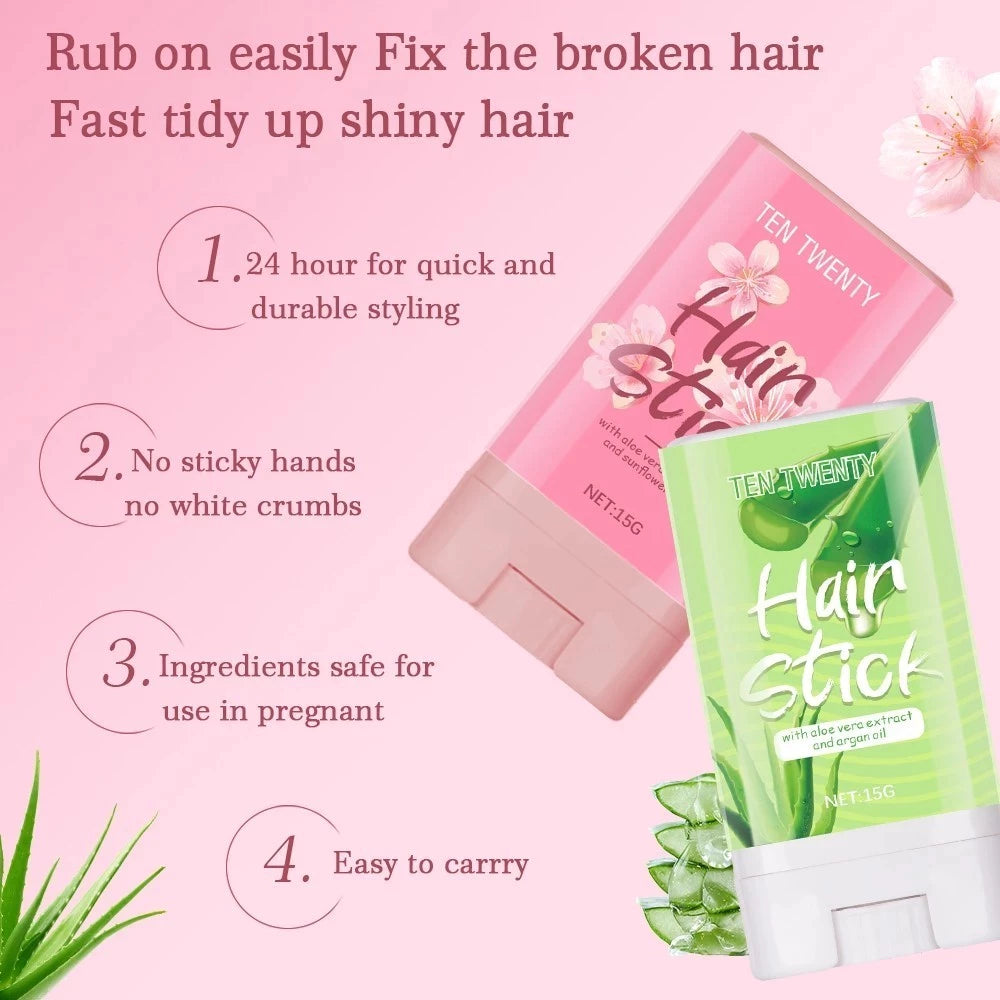 TEN TWENTY Stick Hair Styling Wax Aloe Vera Styling Argan Extract Sunflower Oil Stick 15G