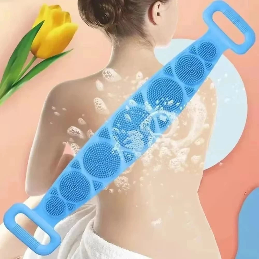 Silicone Body Scrubber Bath Brush Exfoliating Shower Brush Bath Belt Body Scrub Back Massage Brush