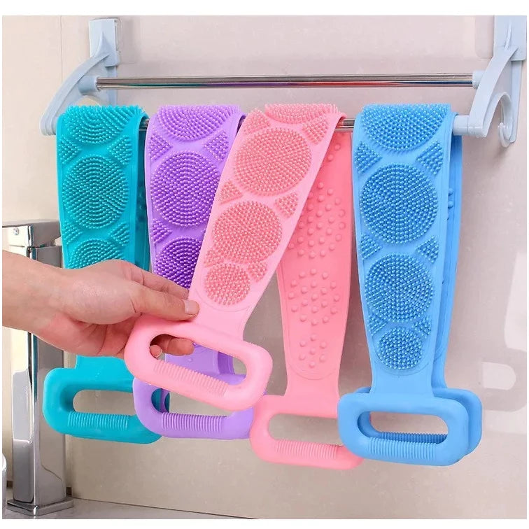 Silicone Body Scrubber Bath Brush Exfoliating Shower Brush Bath Belt Body Scrub Back Massage Brush