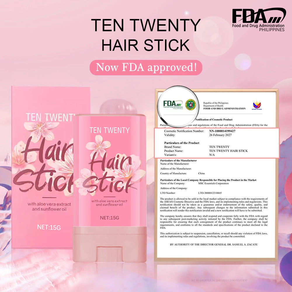 TEN TWENTY Stick Hair Styling Wax Aloe Vera Styling Argan Extract Sunflower Oil Stick 15G