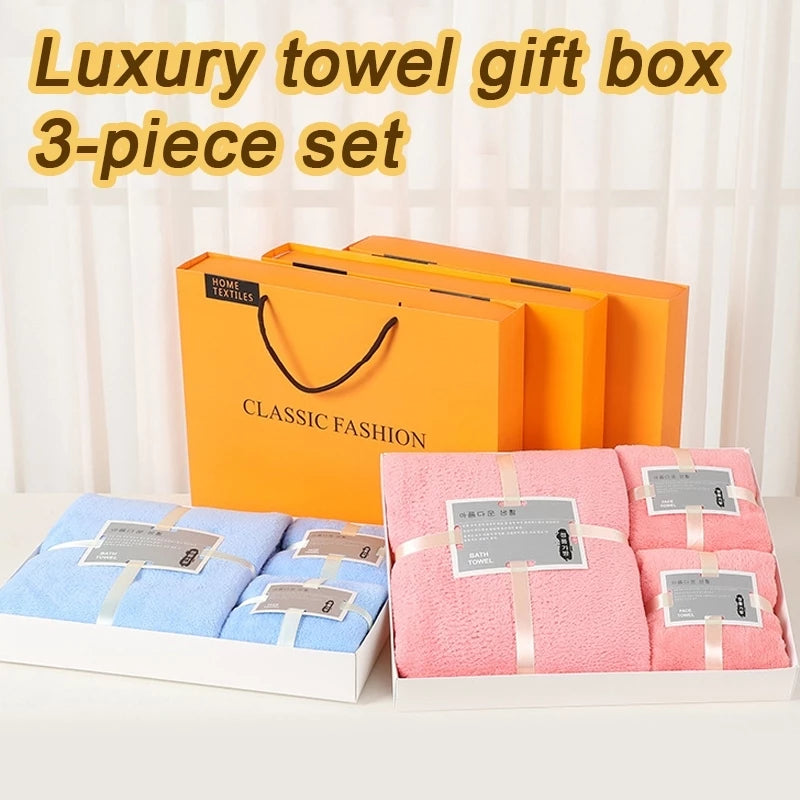 Thirstquell 3-in-1 Microfiber Coral Velvet Bath Towel Set – Ultra-Absorbent, Gift-Ready Towels