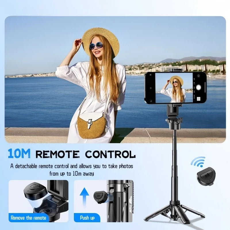 Selfie Stick Mini Extendable Phone Grip Tripod with Bluetooth Remote Shooting Vlog Video