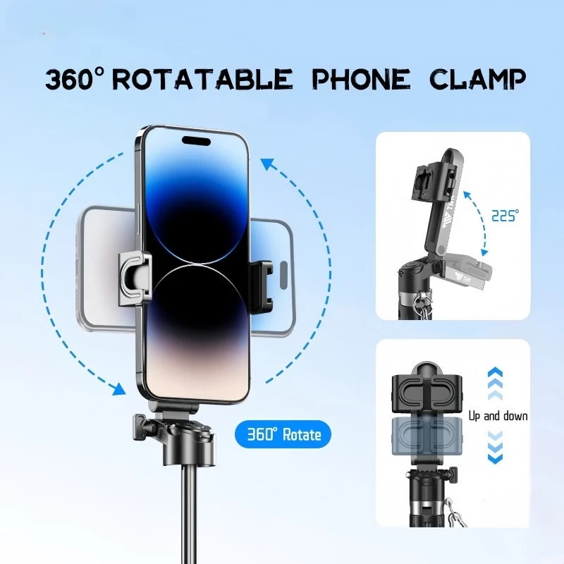 Selfie Stick Mini Extendable Phone Grip Tripod with Bluetooth Remote Shooting Vlog Video