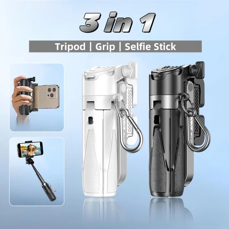 Selfie Stick Mini Extendable Phone Grip Tripod with Bluetooth Remote Shooting Vlog Video