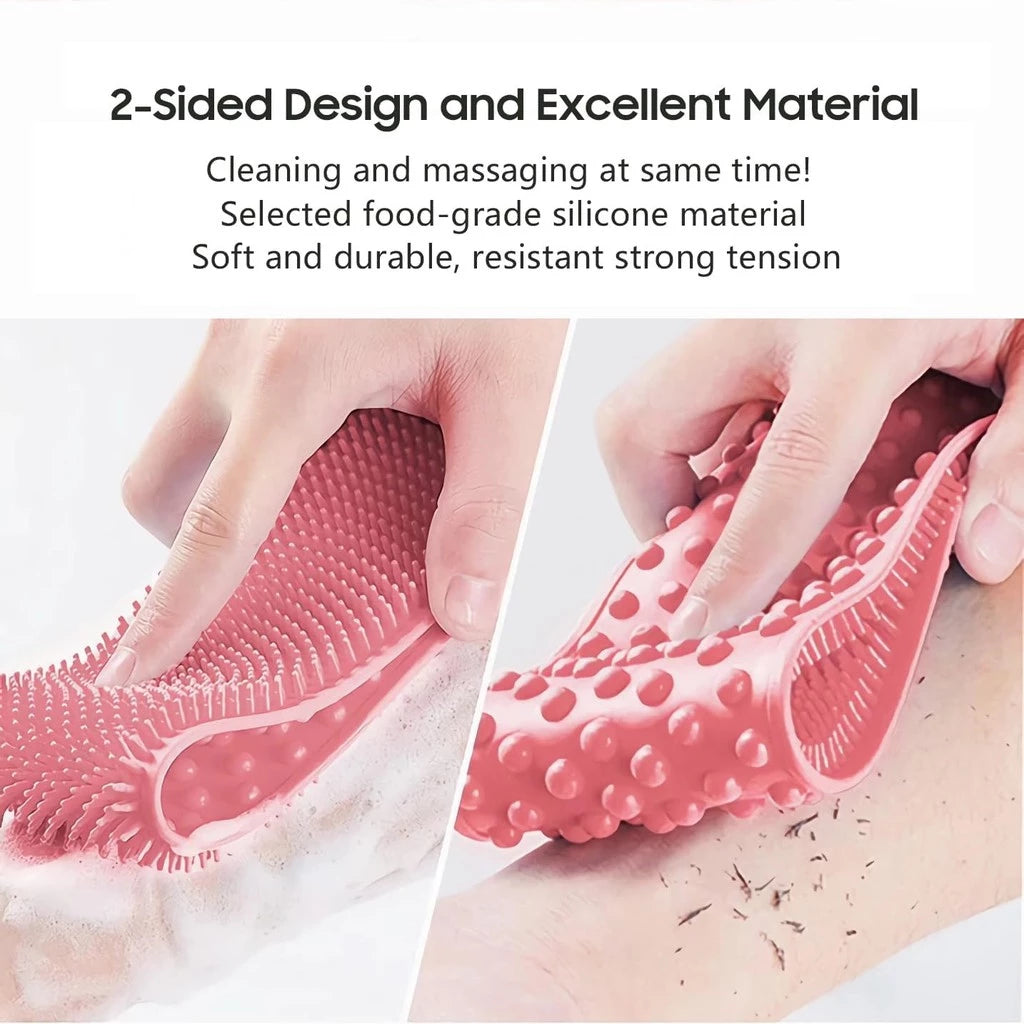 Silicone Body Scrubber Bath Brush Exfoliating Shower Brush Bath Belt Body Scrub Back Massage Brush