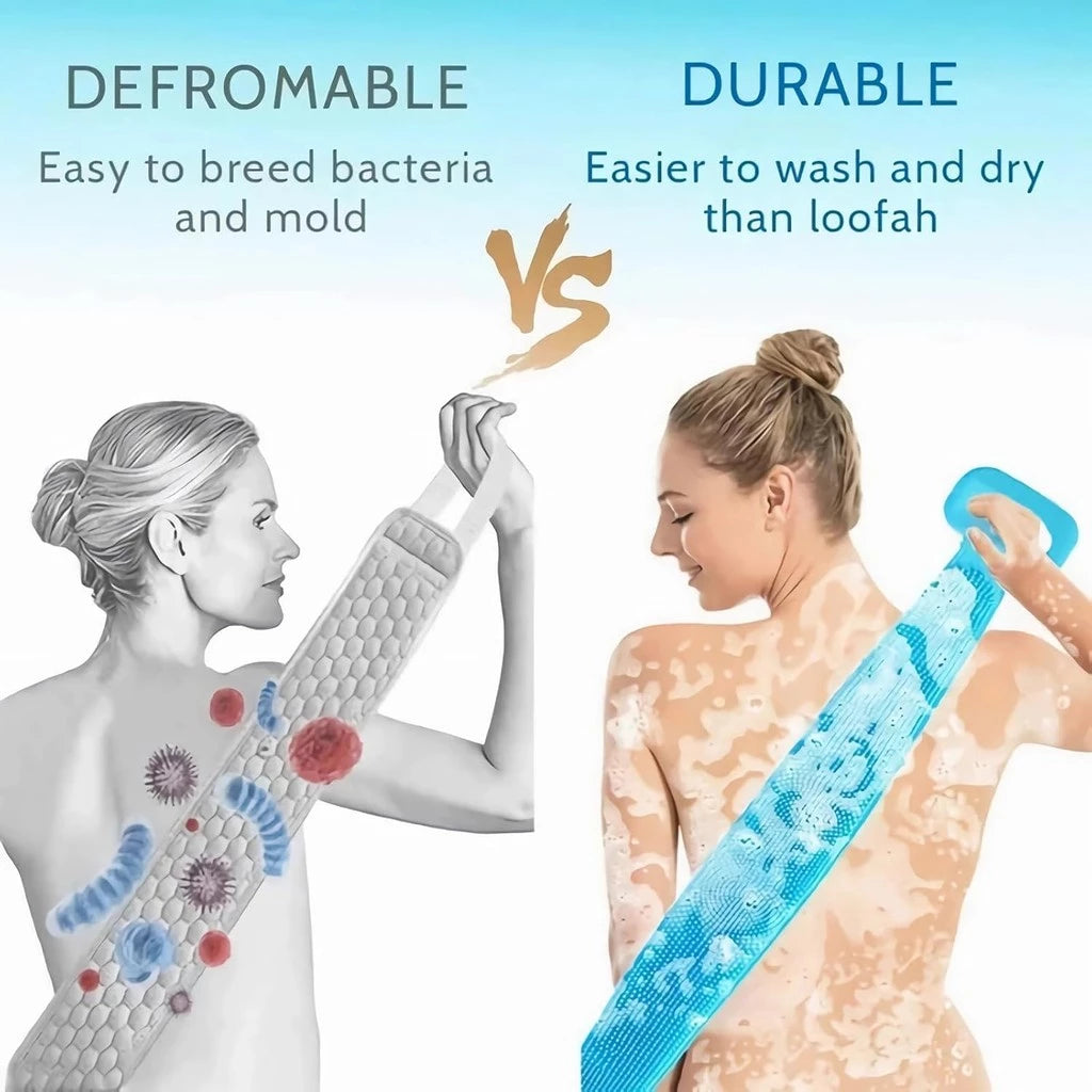 Silicone Body Scrubber Bath Brush Exfoliating Shower Brush Bath Belt Body Scrub Back Massage Brush