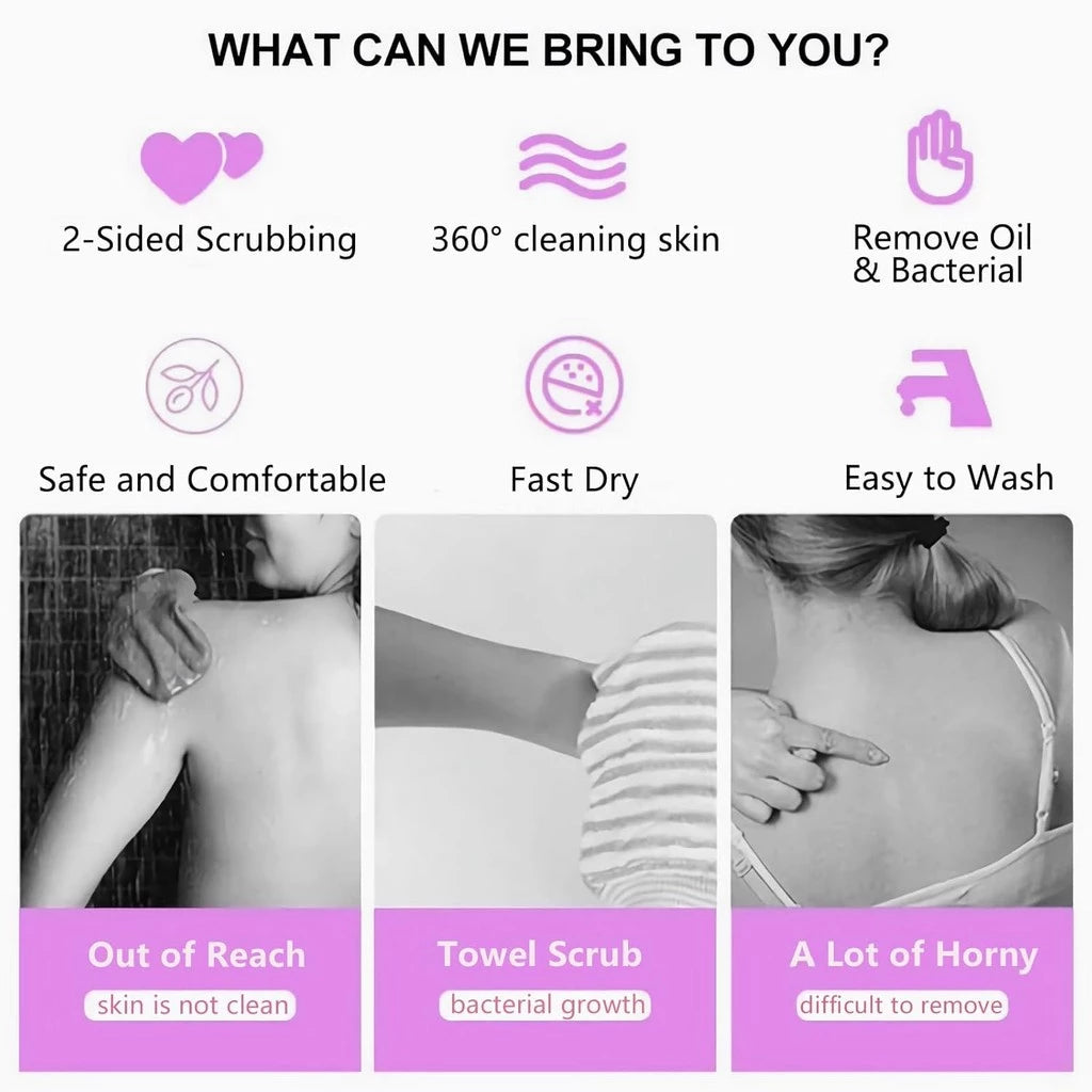 Silicone Body Scrubber Bath Brush Exfoliating Shower Brush Bath Belt Body Scrub Back Massage Brush