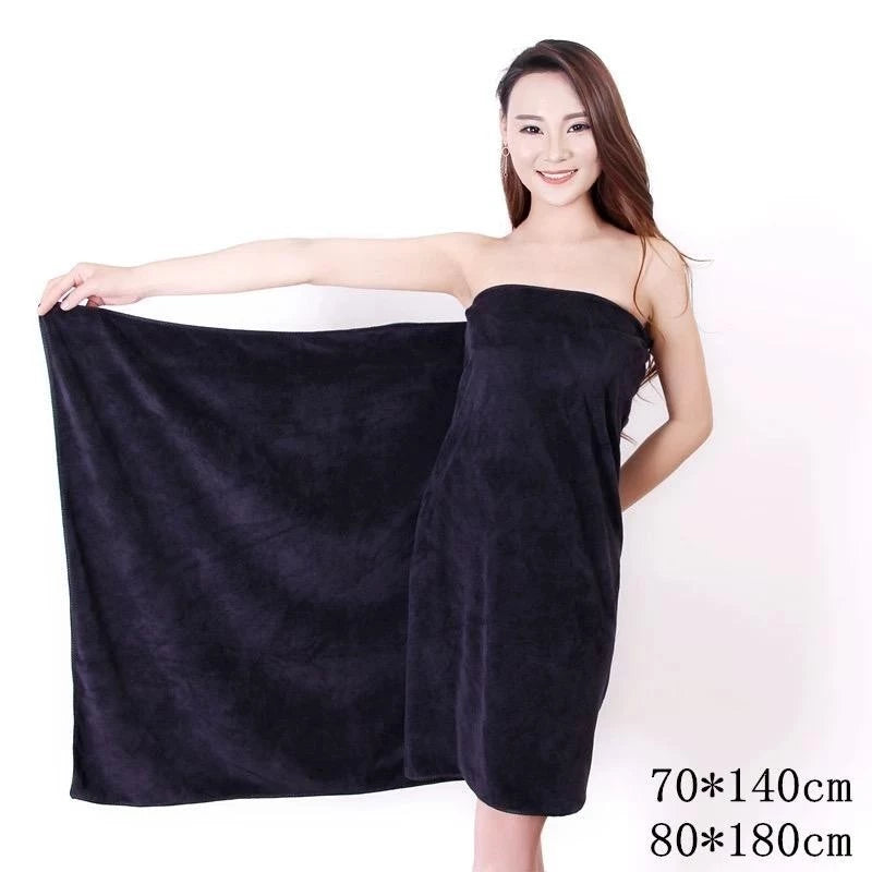 Black Super Absorbent Soft Microfiber Black Bath Towel Gym Spa Hotel Towel