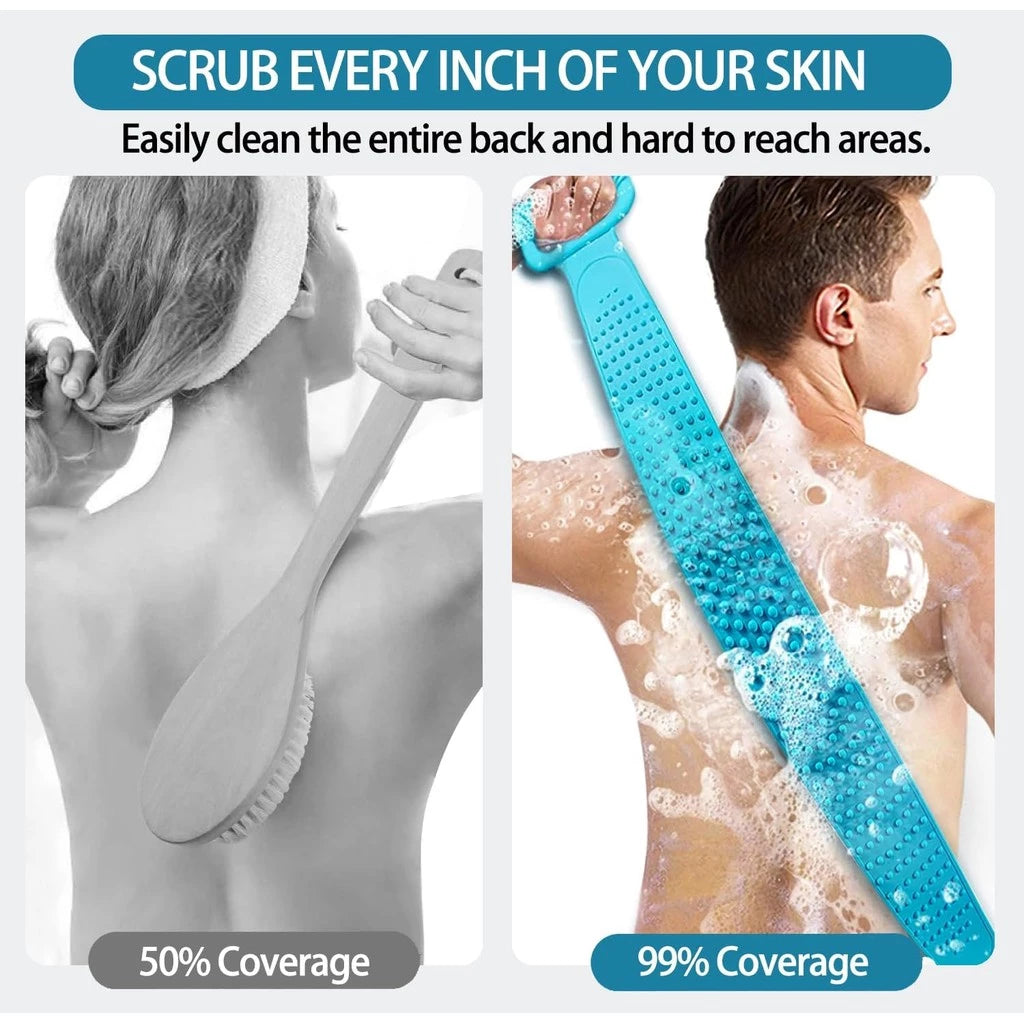 Silicone Body Scrubber Bath Brush Exfoliating Shower Brush Bath Belt Body Scrub Back Massage Brush