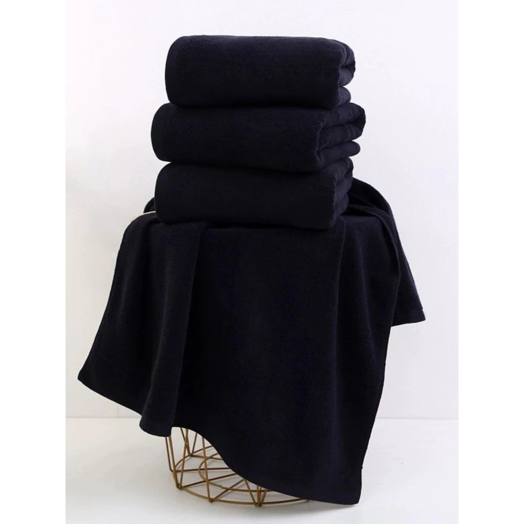 Black Super Absorbent Soft Microfiber Black Bath Towel Gym Spa Hotel Towel
