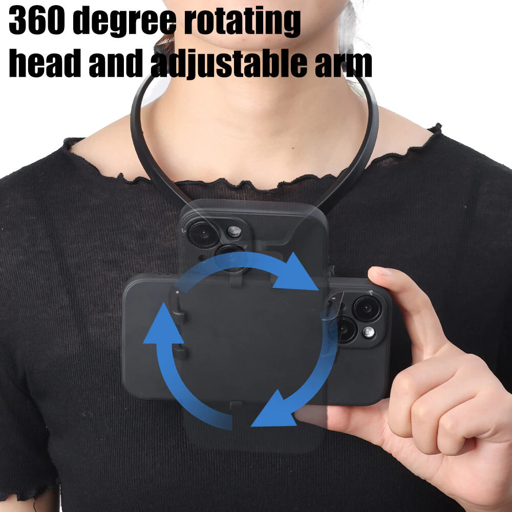 360° Rotatable Neck Phone Holder Universal for Sports Running Cycling Gym Hands Free Mobile Stand