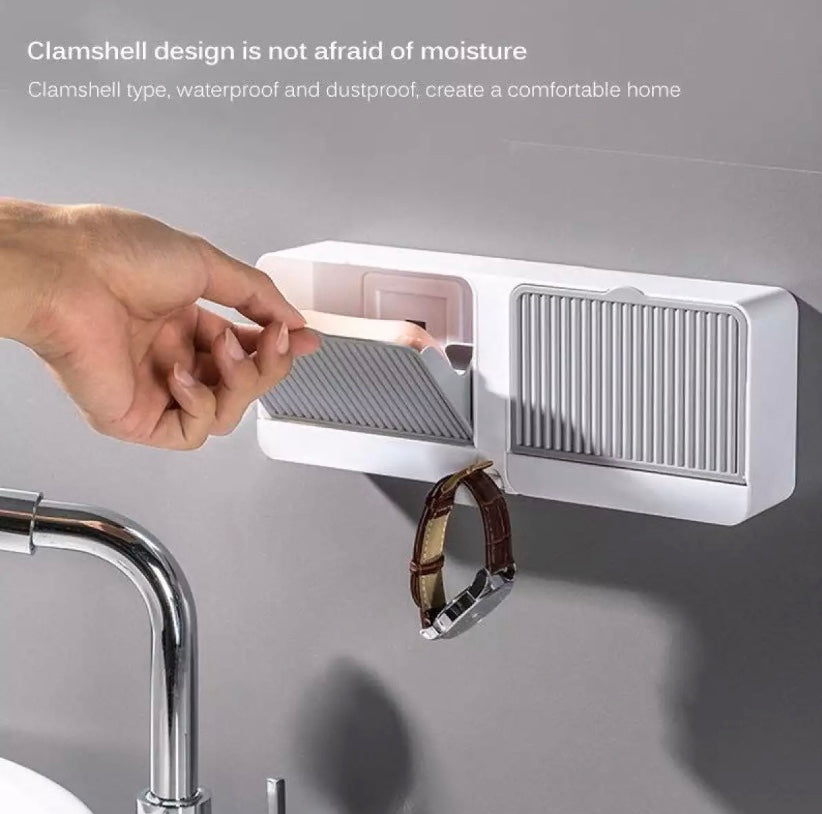 Double Grid Soap Holder Flip Box Storage