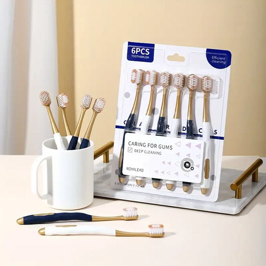 6pcs Toothbrushes Premium Soft Bristles Wide Head Home Travel Genuine Daily Use Adult