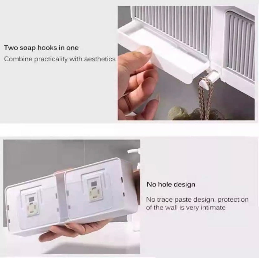 Double Grid Soap Holder Flip Box Storage