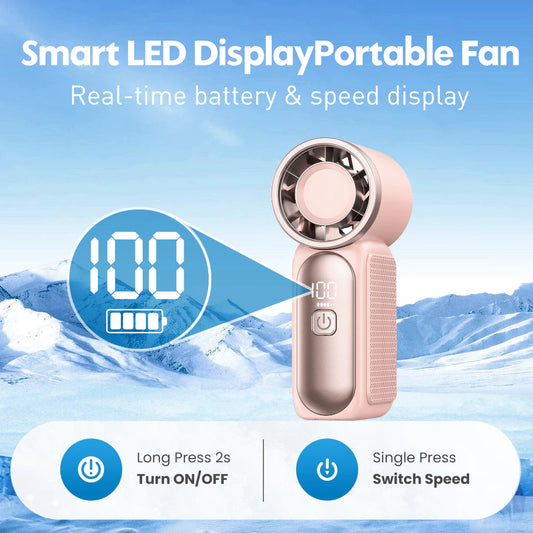 Smallest Fan (2025 New) 3600mAh Portable Mini Handheld Turbo Fan 3.5-inch 16900 RPM High-Speed Personal Strong Wind