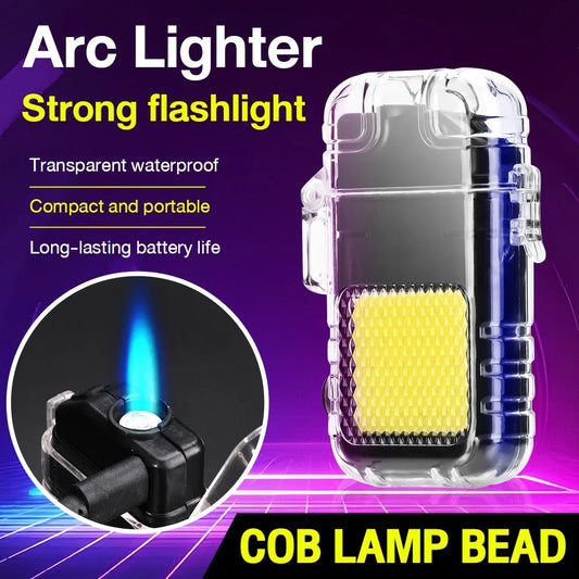 Portable Arc Lighter Electric Lighter Type C Lighter With Flashlight Rechargeable Keychain Light