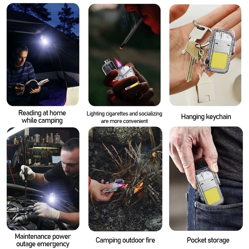 Portable Arc Lighter Electric Lighter Type C Lighter With Flashlight Rechargeable Keychain Light