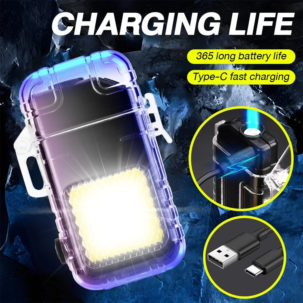 Portable Arc Lighter Electric Lighter Type C Lighter With Flashlight Rechargeable Keychain Light