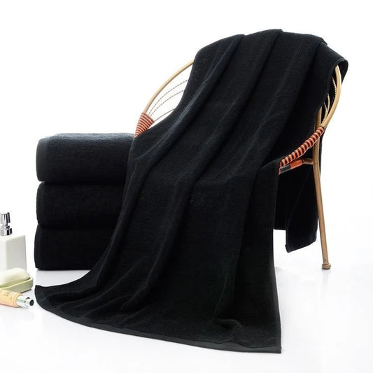 Black  Super Absorbent Soft Microfiber Black Bath Towel Gym Spa Hotel Towel