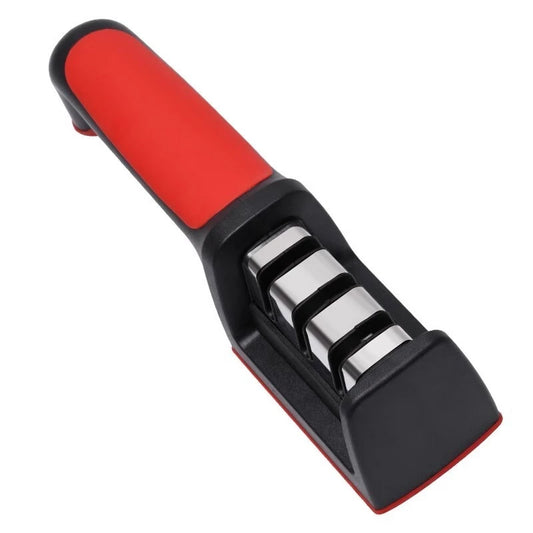 Kitchen Multi-Functional Three-Slot Knife Sharpener Black and Red Three-Stage Quick Knife Sharpen No ratings yet 0 Sold