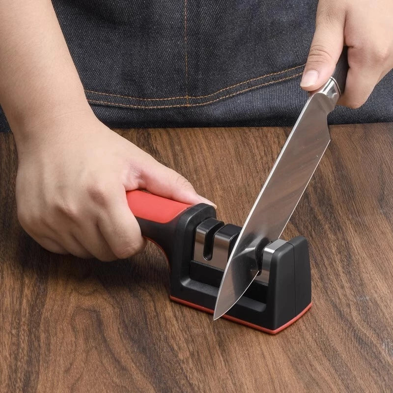 Kitchen Multi-Functional Three-Slot Knife Sharpener Black and Red Three-Stage Quick Knife Sharpen No ratings yet 0 Sold
